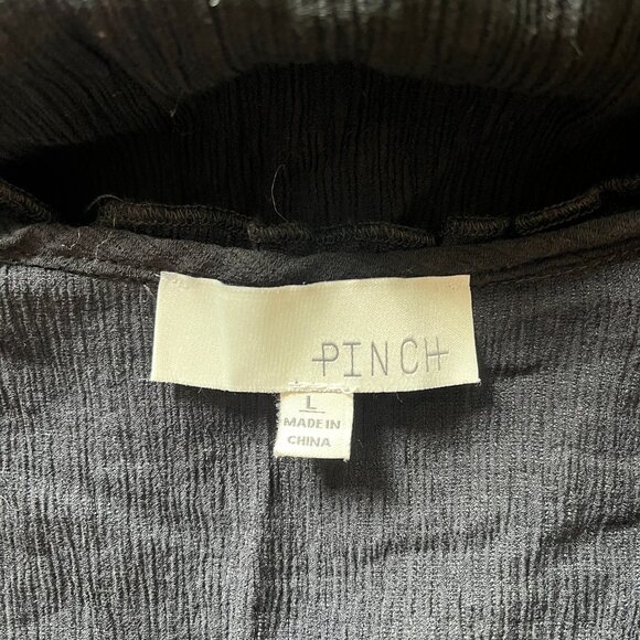 Pinch Ruffle Mini Dress, Sleeveless, V Neck, Black - Picture 4 of 6